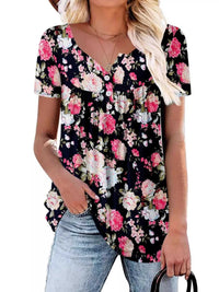 Plus Size Floral Print Short Sleeve T-Shirt 100100354664882 26 Affordable Fashion Under $100 Jerry's Apparel 