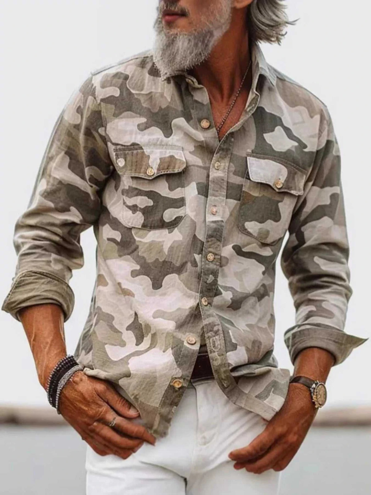 Men's Full Size Camouflage Print Shirt with Dual Chest Pockets Plus Size 104001800860817 48 Affordable Fashion Under $100 Jerry's Apparel 