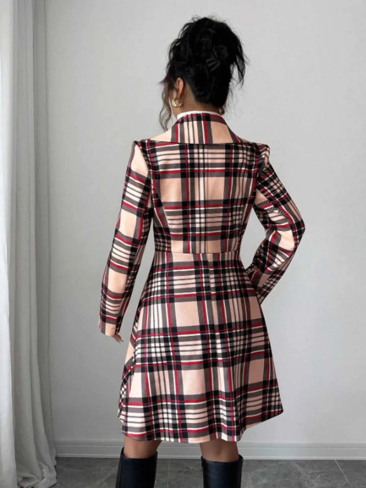 Plaid Button Up Long Sleeve Coat 100100665532432 80 Affordable Fashion Under $100 Jerry's Apparel 