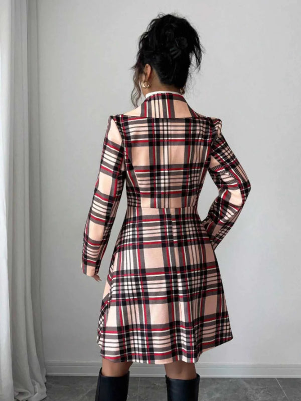 Plaid Button Up Long Sleeve Coat 100100665532432 80 Affordable Fashion Under $100 Jerry's Apparel 
