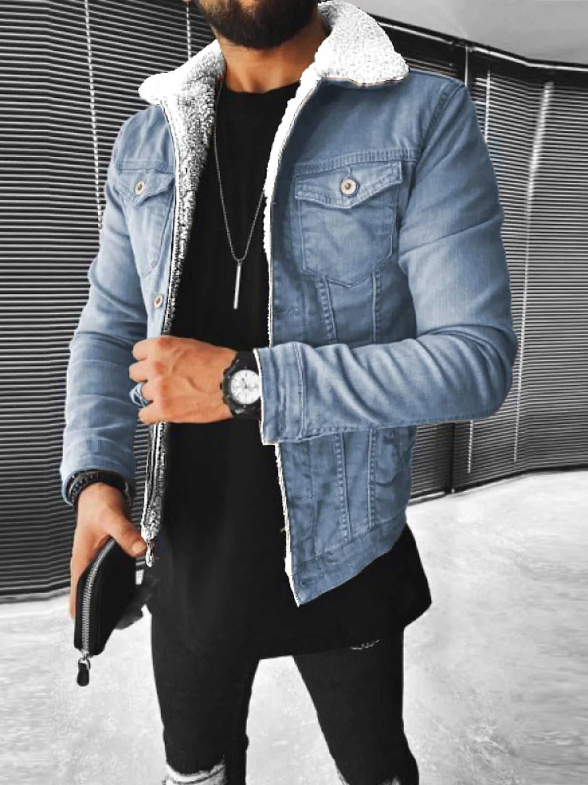 Men's Full Size Sherpa-Lined Denim Jacket Plus Size 104003451880772 75 Affordable Fashion Under $100 Jerry's Apparel 
