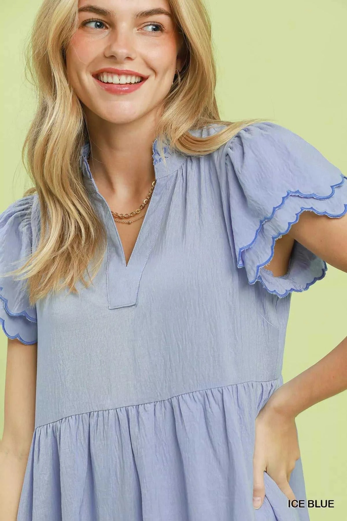Umgee Scallop Flutter Sleeve Tiered Mini Dress 100100935691497 62 Affordable Fashion Under $100 Jerry's Apparel 