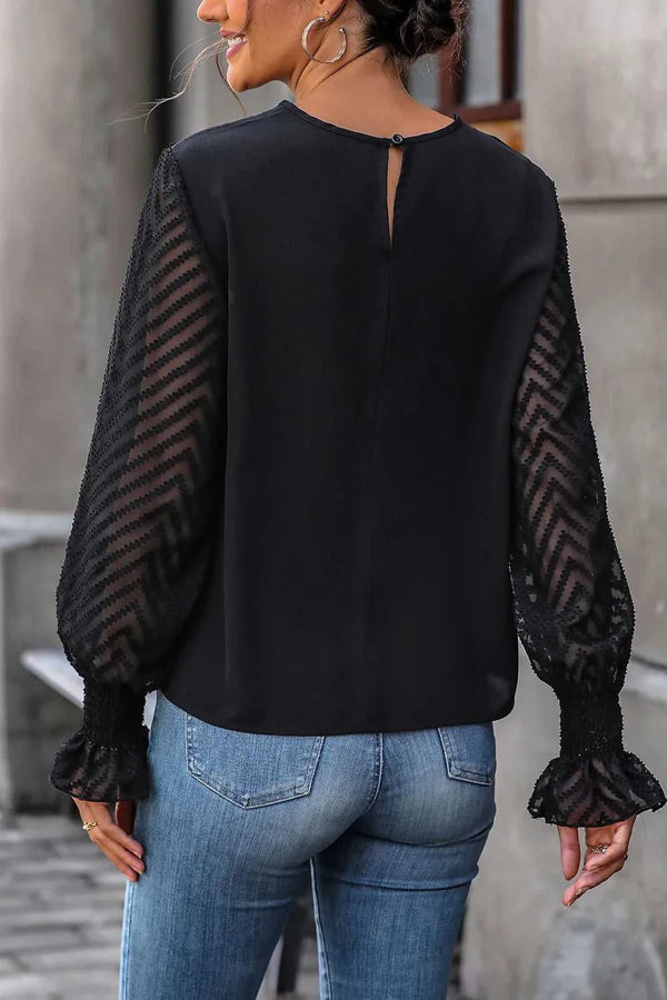 Perfee Lace Detail Smocked Flounce Sleeve Blouse 100100686231941 28 Affordable Fashion Under $100 Jerry's Apparel 
