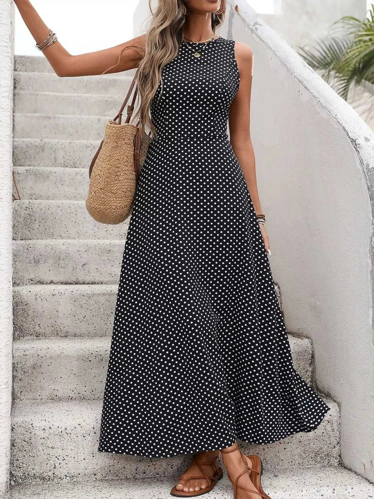 Sleeveless Polka Dot Maxi Dress 100100510800642 32 Gifts for Her Jerry's Apparel 
