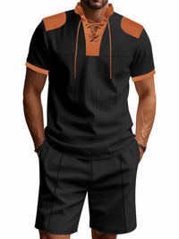 Men's Full Size Lace-Up Collar Casual Top and Shorts Set Plus Size 100400716849911 39 Affordable Fashion Under $100 Jerry's Apparel 