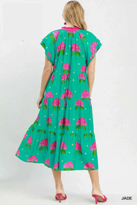 Umgee Hydrangea Print Tiered Midi Dress 100100277081255 66 Affordable Fashion Under $100 Jerry's Apparel 