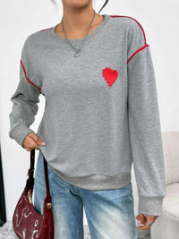 Heart Embroidered Round Neck Sweatshirt 100100424286744 35 Affordable Fashion Under $100 Jerry's Apparel 
