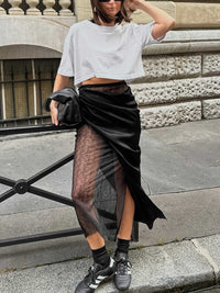 Lace Panel Midi Skirt 100100659325646 36 Affordable Fashion Under $100 Jerry's Apparel 