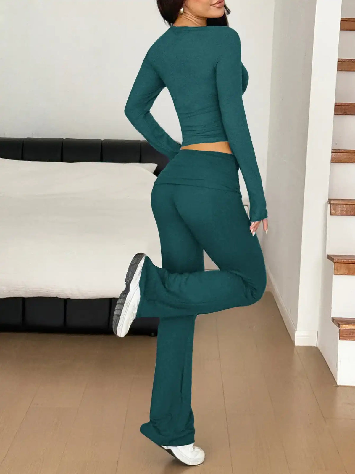 Long Sleeve Crop Top and Bootcut Pants Set 100100923609172 63 Affordable Fashion Under $100 Jerry's Apparel 