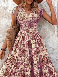 Full Size Printed V-Neck Tiered Maxi Dress Plus Size 100100096069770 30 Affordable Fashion Under $100 Jerry's Apparel 