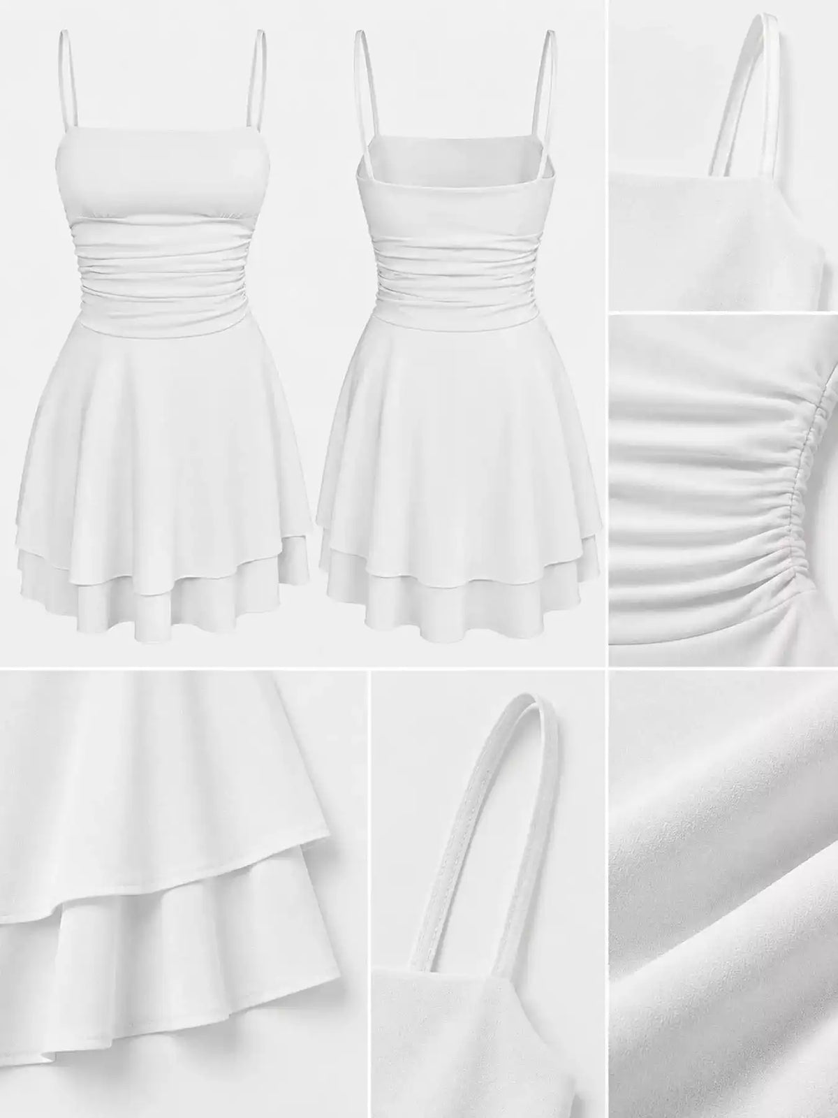 Ruched Spaghetti Strap Layered Mini Dress 101001361310686 33 Women's Dress Gifts for Her Jerry's Apparel 