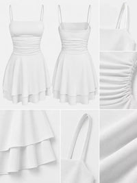 Ruched Spaghetti Strap Layered Mini Dress 101001361310686 33 Women's Dress Gifts for Her Jerry's Apparel 