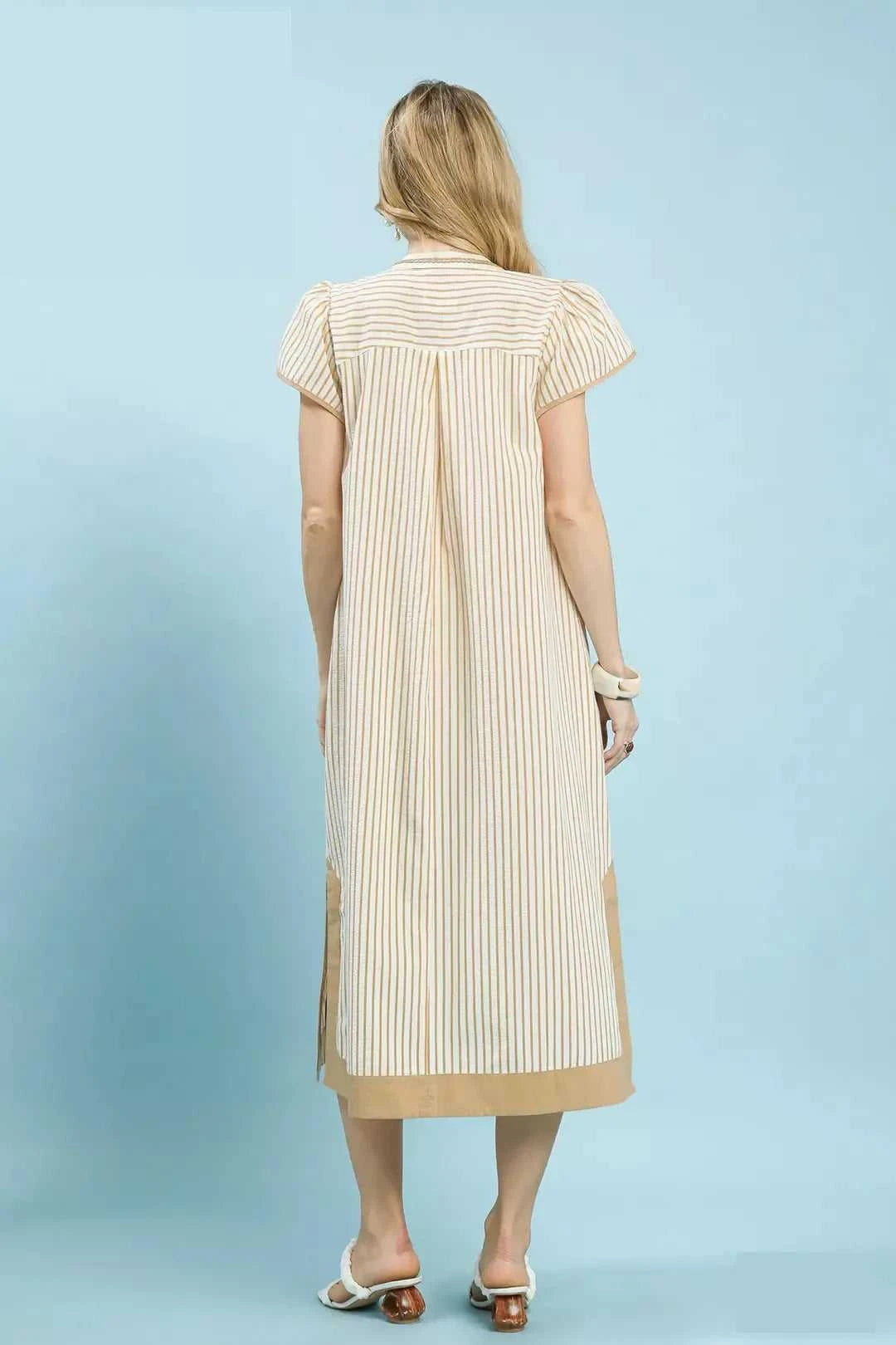 Umgee Stripe Midi Dress with Lace Trim 100100182651560 62 Affordable Fashion Under $100 Jerry's Apparel 