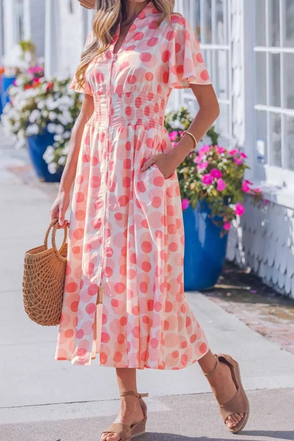 Polka Dot Puff Sleeve Midi Dress 100100018351579 72 Affordable Fashion Under $100 Jerry's Apparel 