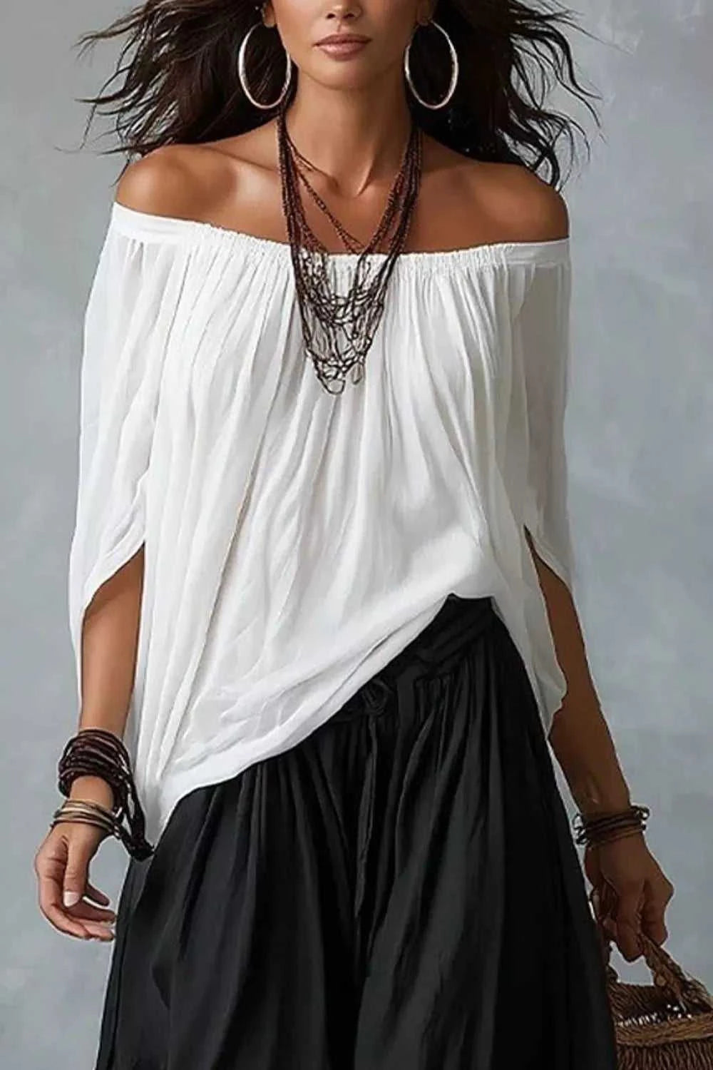 Full Size Off-Shoulder Top and Wide-Leg Pants Set Plus Size 100100599262559 45 Affordable Fashion Under $100 Jerry's Apparel 