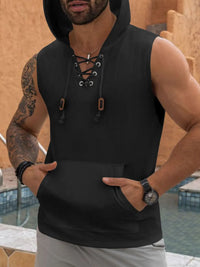 Men's Lace Up Hooded Top