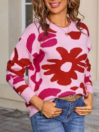 Floral Crew Neck Long Sleeve Sweater 100100117125367 47 Affordable Fashion Under $100 Jerry's Apparel 