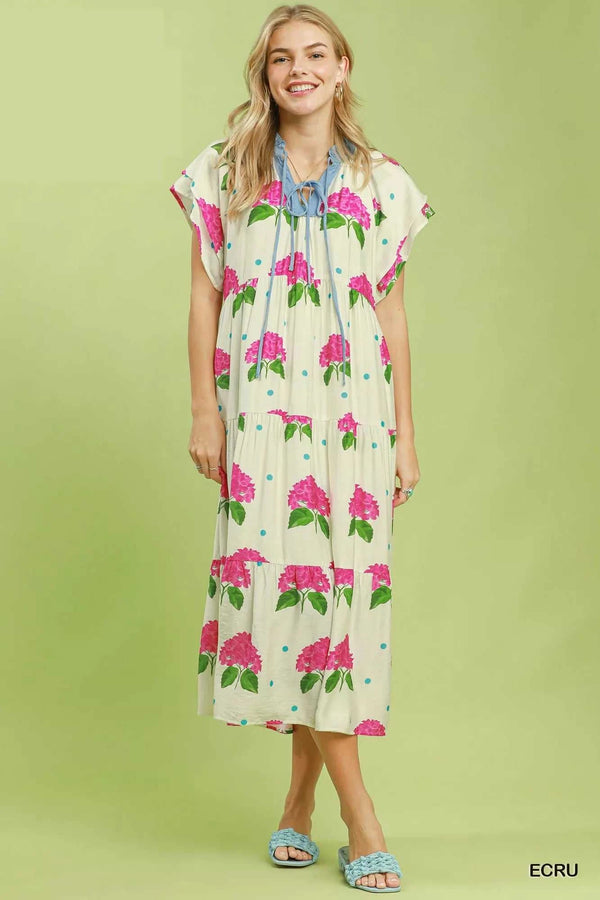 Umgee Hydrangea Print Tiered Midi Dress 100100316771131 66 Affordable Fashion Under $100 Jerry's Apparel 