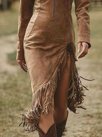 Full Size Fringe Hem Zip Front Bodycon Dress Plus Size 100100995904931 49 Affordable Fashion Under $100 Jerry's Apparel 