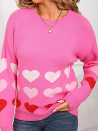 Valentine's Day Heart Pattern Crew Neck Sweater 100100455921910 49 Affordable Fashion Under $100 Jerry's Apparel 