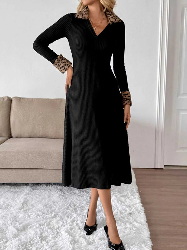 Leopard Cuff Johnny Collar Midi Dress 100100468424761 47 Affordable Fashion Under $100 Jerry's Apparel 