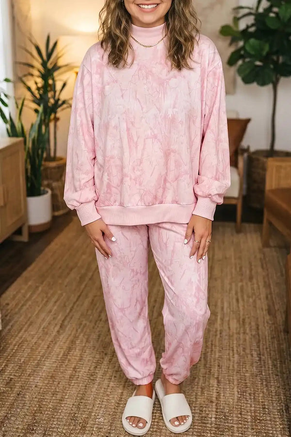 Plus Size Camouflage Print Stand Neck Long Sleeve Top and Pants Set 101004230726595 90 Women's Pants Set Gifts for Her Jerry's Apparel 