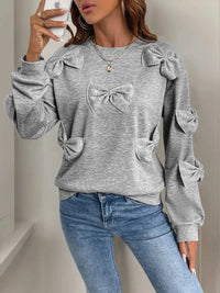 Perfee Bow Round Neck Long Sleeve Sweatshirt 100100195831122 31 Affordable Fashion Under $100 Jerry's Apparel 