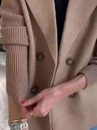 Full Size Knitted Sleeve Wool Blend Double-Breasted Blazer Plus Size 100100695520527 42 Affordable Fashion Under $100 Jerry's Apparel 