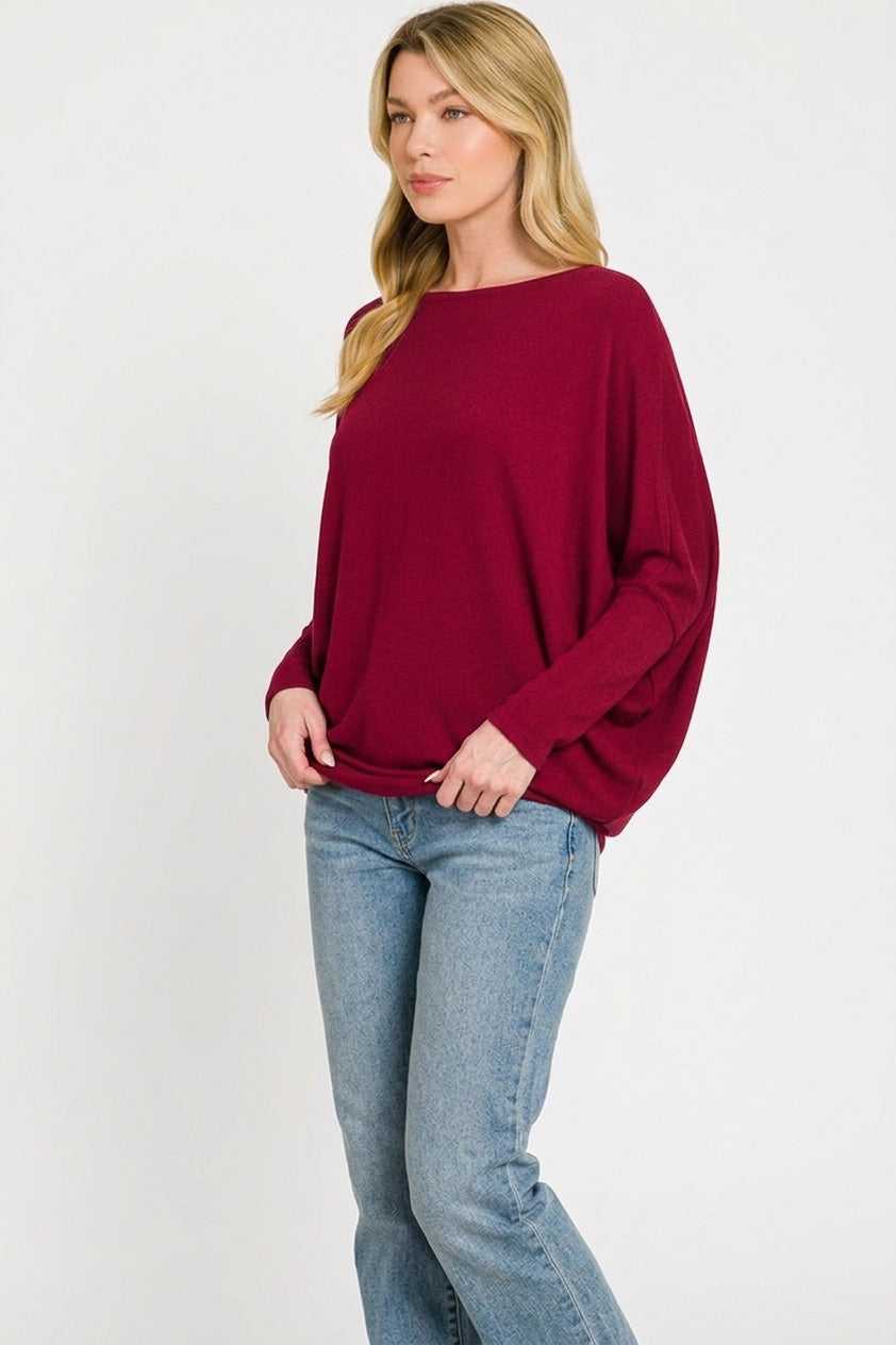 Zenana Hacci Dolman Sleeve Boat Neck Top 100100662681469 23 Affordable Fashion Under $100 Jerry's Apparel 