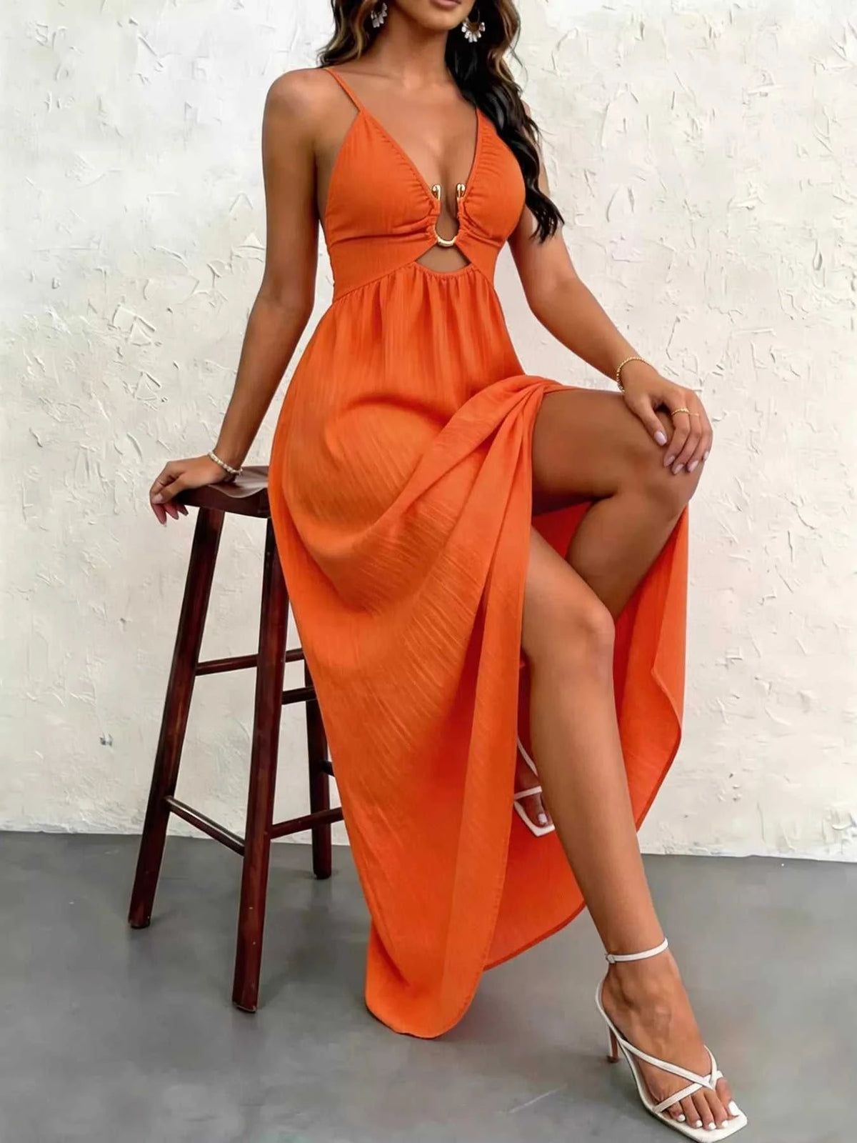 Cutout Front Slit Maxi Dress 100100093025501 39 Affordable Fashion Under $100 Jerry's Apparel 