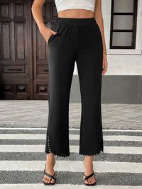 Pearl-Embellished Cropped Wide-Leg Pants 100100730581749 34 Affordable Fashion Under $100 Jerry's Apparel 
