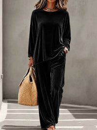 Full Size Velvet Long Sleeve Top and Pants Set Plus Size 100100551786793 45 Affordable Fashion Under $100 Jerry's Apparel 