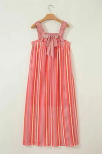 Stripe Ruffled Straps Ribbon Knot Flowy Vacation Maxi Dress 100100860040024 76 Affordable Fashion Under $100 Jerry's Apparel 