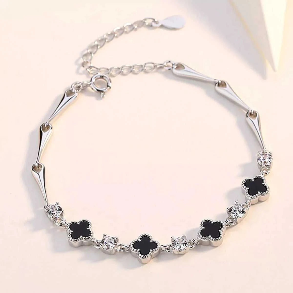 925 Sterling Silver Clover Charm Bracelet 100500602809758 73 Affordable Fashion Under $100 Jerry's Apparel 