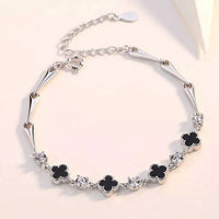 925 Sterling Silver Clover Charm Bracelet 100500602809758 73 Affordable Fashion Under $100 Jerry's Apparel 