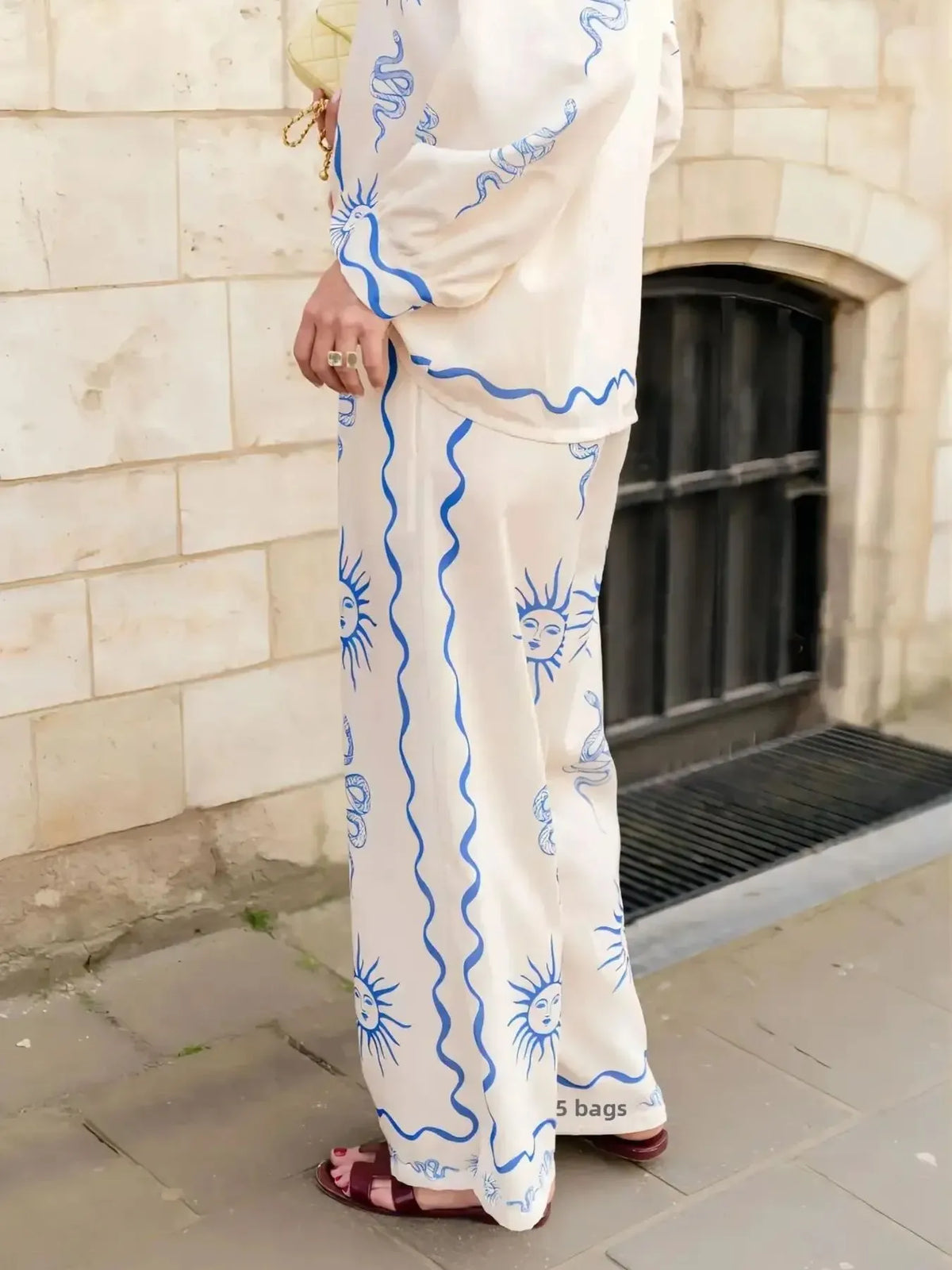 Printed Long Sleeve Shirt and Pants Set