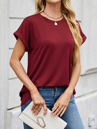 Casual Rolled Sleeve Solid Color T-Shirt 100100517201662 22 Affordable Fashion Under $100 Jerry's Apparel 