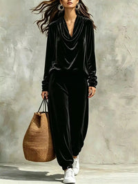 Full Size Velvet Cowl Neck Top and Pants Set Plus Size 101001490771294 53 Affordable Fashion Under $100 Jerry's Apparel 