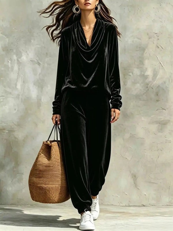 Full Size Velvet Cowl Neck Top and Pants Set Plus Size 101001490771294 53 Affordable Fashion Under $100 Jerry's Apparel 