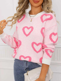 Valentine's Day Heart Pattern Round Neck Sweater 100100472947296 49 Affordable Fashion Under $100 Jerry's Apparel 