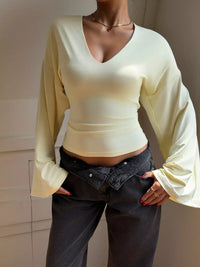 V-Neck Flare Sleeve T-Shirt 101001428330908 33 Affordable Fashion Under $100 Jerry's Apparel 