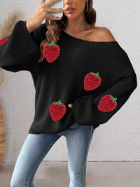 Strawberry Applique Oversized Sweater 101002944514652 38 Affordable Fashion Under $100 Jerry's Apparel 