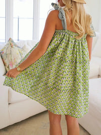 Printed Tie Shoulder Mini Cami Dress