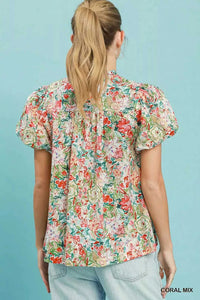 Umgee Floral Puff Sleeve Blouse 100100685491401 51 Affordable Fashion Under $100 Jerry's Apparel 