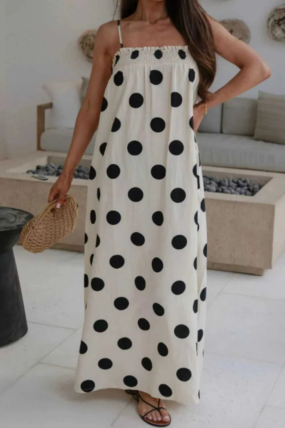 Polka Dot Spaghetti Straps Maxi Dress 100100523867624 48 Gifts for Her Jerry's Apparel 