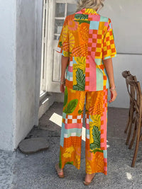 Devine Printed Button Down Shirt and Pants Set 100100774461792 54 Gifts for Her Jerry's Apparel 