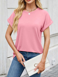 Casual Rolled Sleeve Solid Color T-Shirt 100100517201662 22 Affordable Fashion Under $100 Jerry's Apparel 