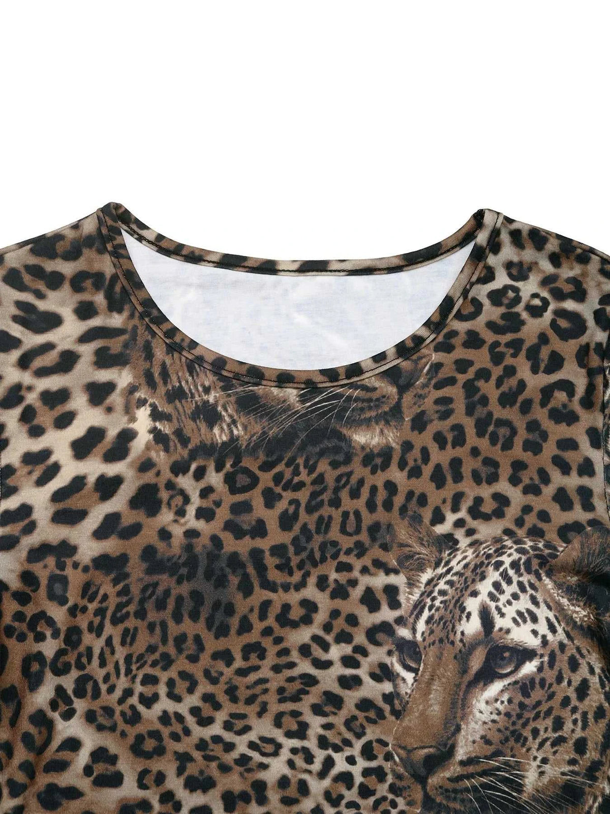 Leopard Print Long Sleeve Fitted T-Shirt 100100083367836 27 Affordable Fashion Under $100 Jerry's Apparel 