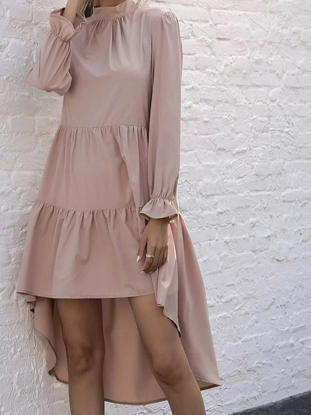 High-Low Flounce Sleeve Dress 100100575256203 31 Affordable Fashion Under $100 Jerry's Apparel 