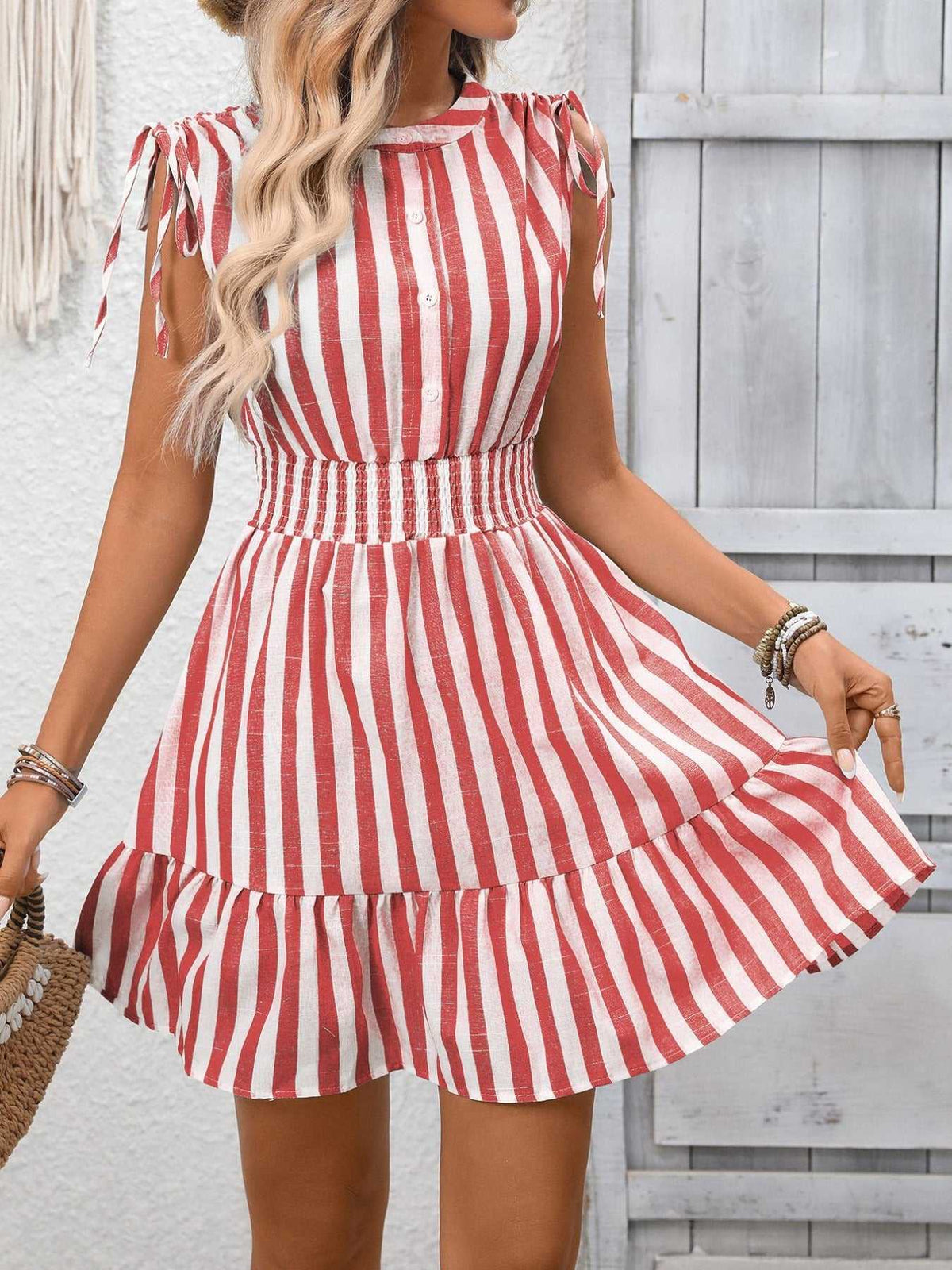 Striped Ruffle Hem Summer Dress 100100817311955 33 Affordable Fashion Under $100 Jerry's Apparel 